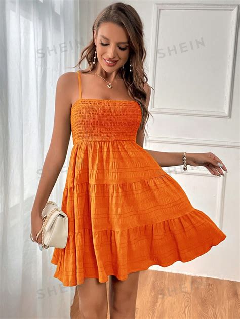 Shein Wywh Solid Ruffle Hem Cami Dress Shein Usa