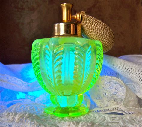 Reserved Ella Antique Perfume Bottle Art Deco Vaseline Glass