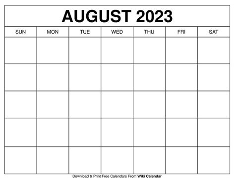 Printable August Calendar Wiki Elset Horatia