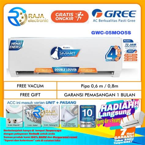 Jual AC GREE 1 2 PK GWC 05MOO5S Blue Fin Low Voltage Instalasi