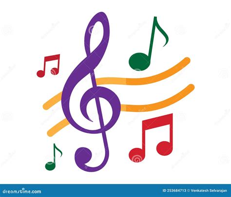 Ilustraci N Vectorial De Colores De Clef Y Notas Musicales Ilustraci N