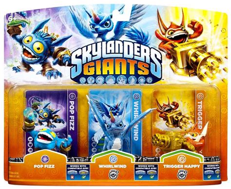 Skylanders Giants Pop Fizz Whirlwind Trigger Happy Figure 3 Pack