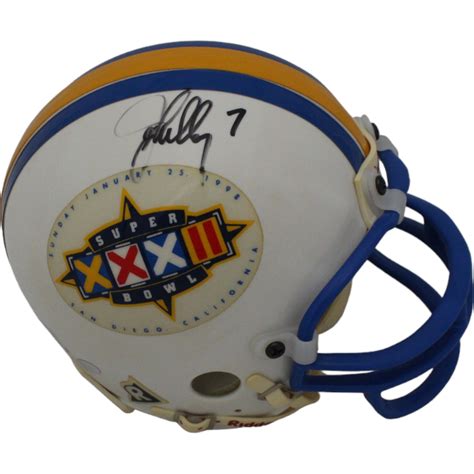 John Elway Signed Denver Broncos SB XXXII Replica Mini Helmet As Is BAS