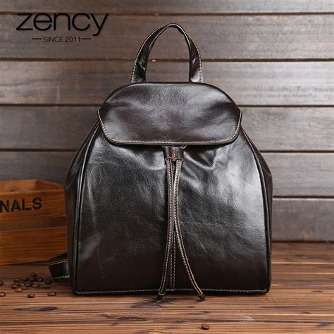 Vintage Designer Brand Genuine Leather Backpack Women Travel Leather