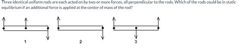 Solved Three Identical Uniform Rods Are Each Acted On By Two Chegg