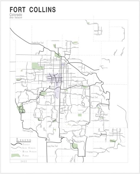 Fort Collins Bike Map Etsy