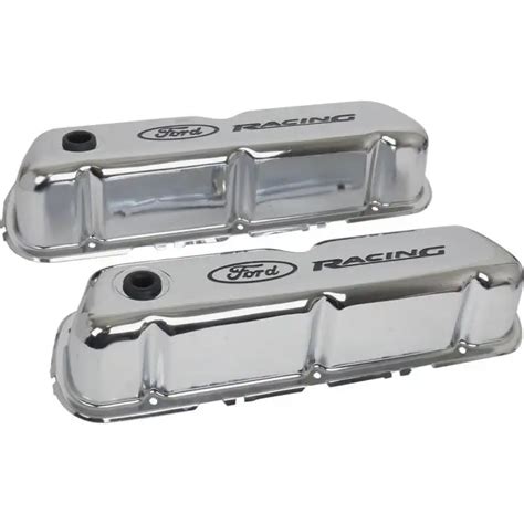 Die Cast Valve Cover Chrome With Black Emblems Ford Racing Fits 289302351w