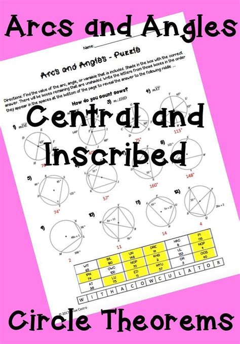 12 3 Inscribed Angles Worksheet Answer Key