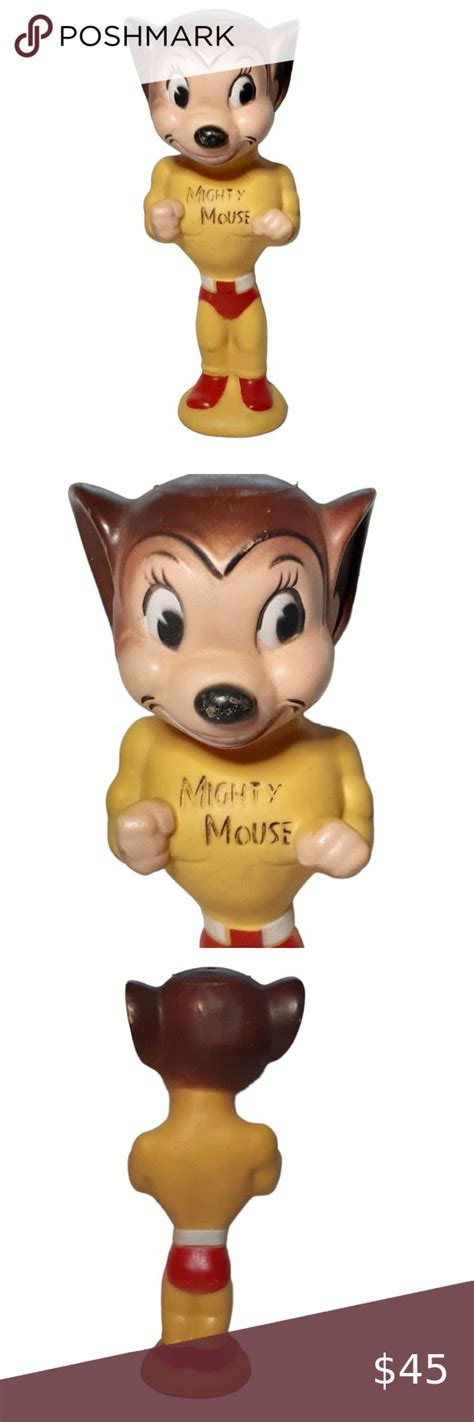 Vintage Rubber Mighty Mouse Toy Cartoon Terrytoons 1950s No Cape 10 Terryton Mouse Toy