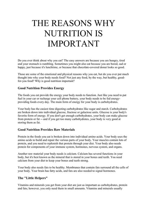 Why Nutrition Is Important Pdf