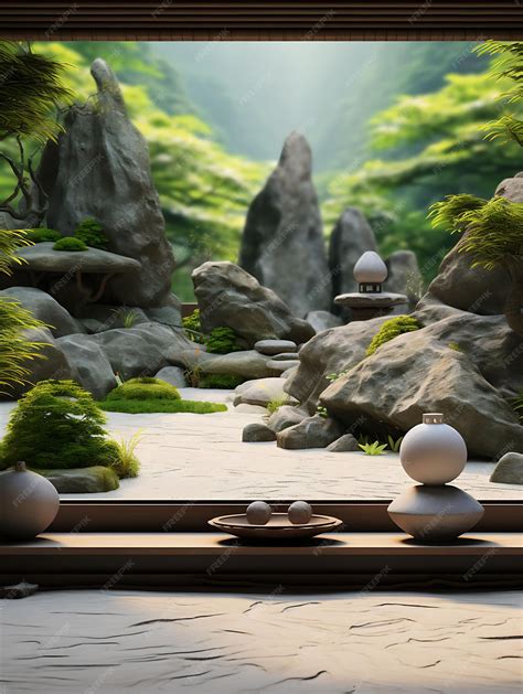 Premium Photo Background Of Zen Rock Garden Zen Rock Garden Backdrop