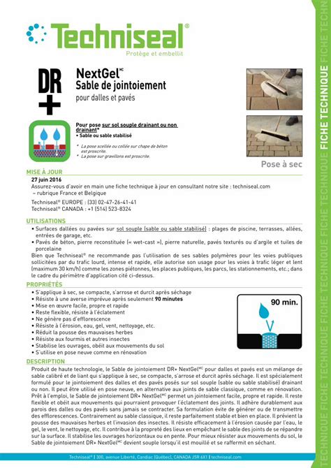 PDF NextGelMC Sable De Jointoiement FICHE TECHNIQUE Pour Mieux