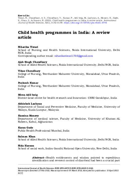 Pdf Child Health Programmes In India