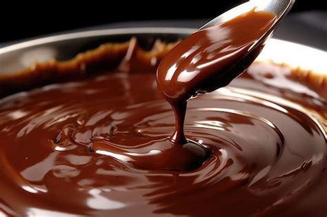 Premium AI Image Melted Chocolate Pouring From A Spoon Into A BowlxA