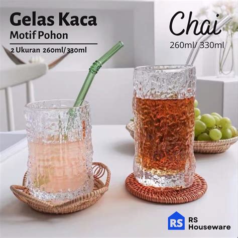 Jual Rs Chai Tree Pattern Glass Gelas Kaca Motif Pohon Gelas Estetik