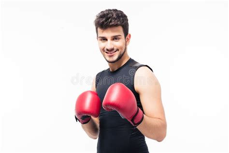 Retrato De Un Boxeador De Sexo Masculino Sonriente Con Los Guantes