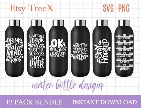 Water Bottle Stickers SVG Bundle By Oxee Drinking Bottle Etsy