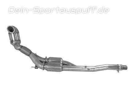 Bull X Edelstahl Ø76mm Downpipe mit 200 Zellen Sport Kat u OPF VW Golf