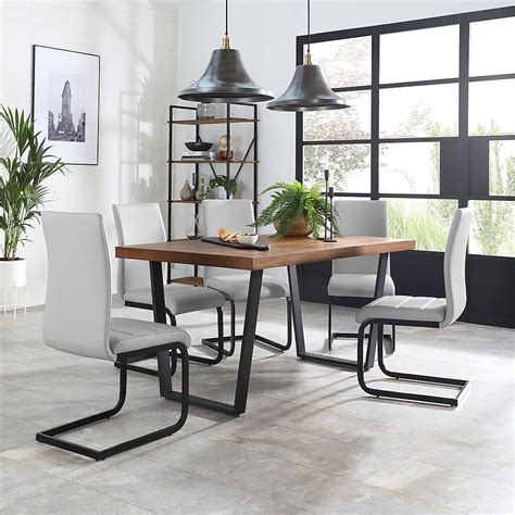 Addison Industrial Dining Table Perth Chairs Dark Oak Veneer