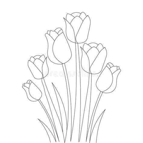 Desenho Da P Gina De Colora O De Flores De Tulipas Art Para Impress O