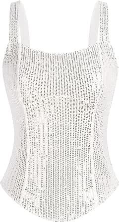 GRACE KARIN Damen Pailletten Tops Spaghetti Sparkle Glitzer Weste Tops