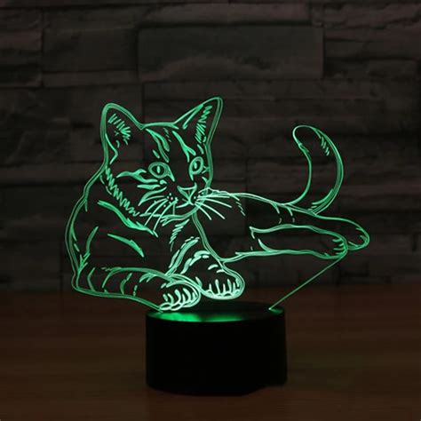 Limited Edition 3d 7 Colors In One Cat Illusion Table Lamp In 2020