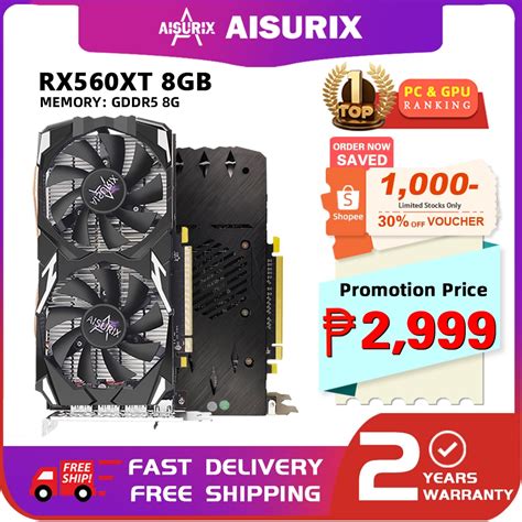 AISURIX RX 560XT 8GB 100 Graphics Card RX580 Gaming GDDR5 Computer GPU