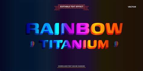 Premium Vector Editable Metallic Rainbow Titanium Text Effect Style