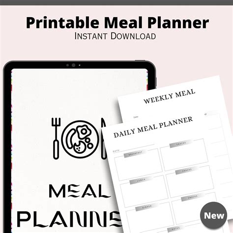 Meal Planner Grocery List Planner Template Food Planner Weekly Planner Diet Planner Food