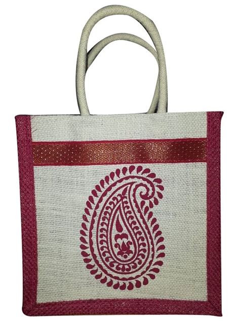 Printed Assorted Embroidered Jute Bag Size 12 X 5 X 10 Inch L X W X H