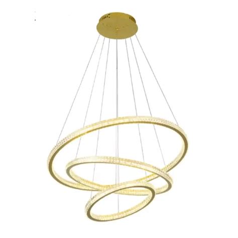 Pendente LED Saturno Triplo 3000K 224W Bivolt Ø80cm Metal e Acrílico