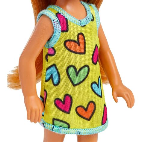 Mattel Barbie Chelsea Doll Small Doll Wearing Removable Heart Print Dress And Shoes With Blond