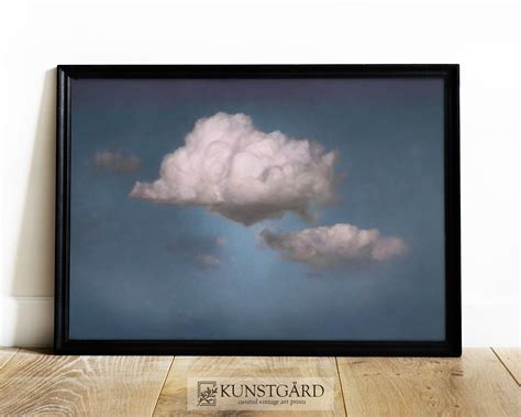 Moody Vintage Cloud Painting Dark Wall Art Antique Moody Sky Print