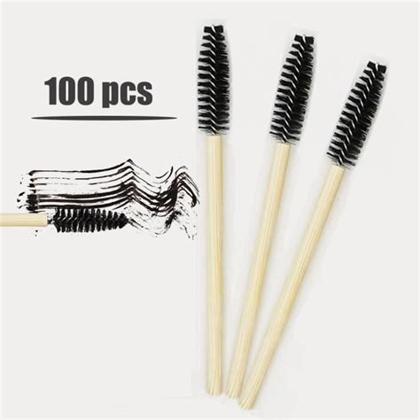 Drfeify 100pcs Brosses Mascaras Jetables En Bois Pour Extensions Cils