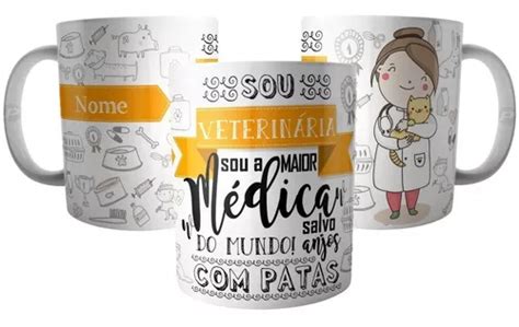 Caneca Veterinária Personalizada Nome Coleção Profiss