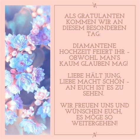 Diamantene Hochzeit Gedicht Kurz Geschenke Zur Diamantenen Hochzeit