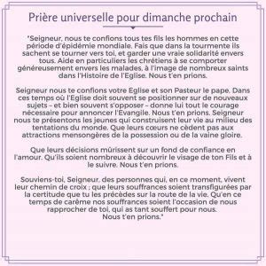 1 prière universelle pour dimanche prochain très puissante