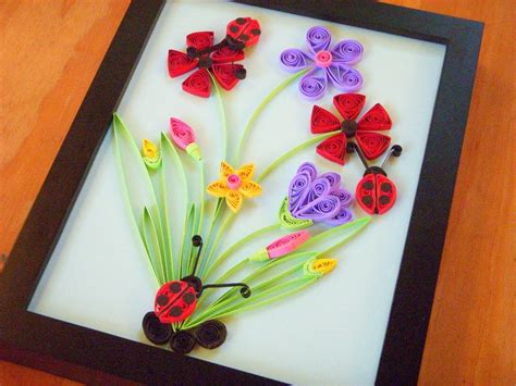 Quilled Ladybug Scene Ladybug Original Artwork Ooak