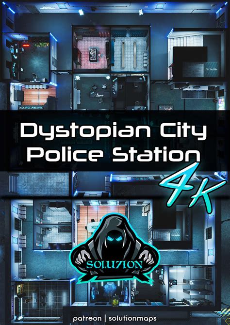 Dystopian City Police Station 4k Cyberpunk Animated Battle Map