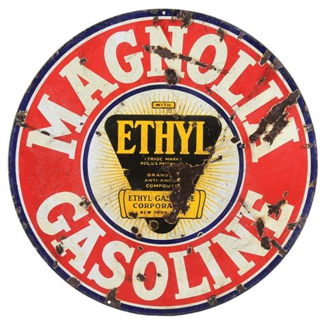 Lot Detail MAGNOLIA ETHYL GASOLINE PORCELAIN SERVICE STATION SIGN