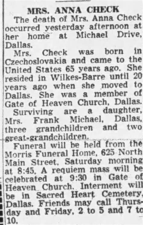 Obituary For Anna Check