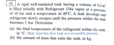 A Rigid Well Insulated Tank Having A Volume Of Chegg