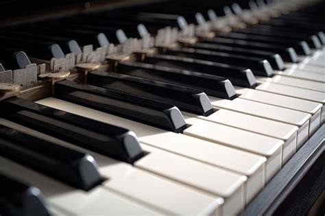 Primer Plano En Blanco Y Negro De Las Teclas Del Piano Que Muestran El