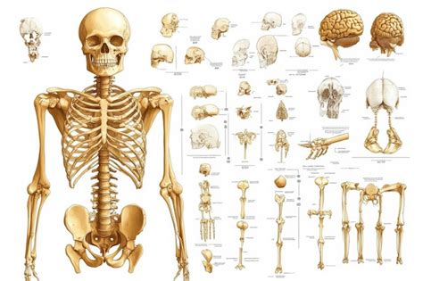 human skeleton anatomy chart detailed illustration  bones premium