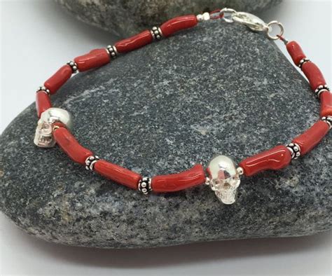 Bracelet Homme En CORAIL CORSE Et Skulls Par CORAILcorsica Sur Etsy