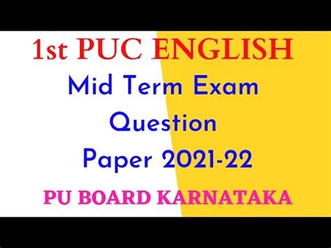 1st PUC English Mid Term Exam Question Paper 2021 22 Karnataka 1st