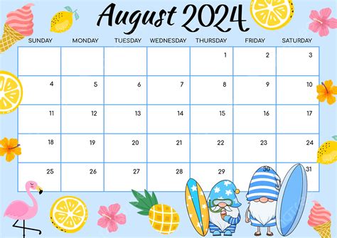 Cute August 2024 Calendar Template Lelah Natasha