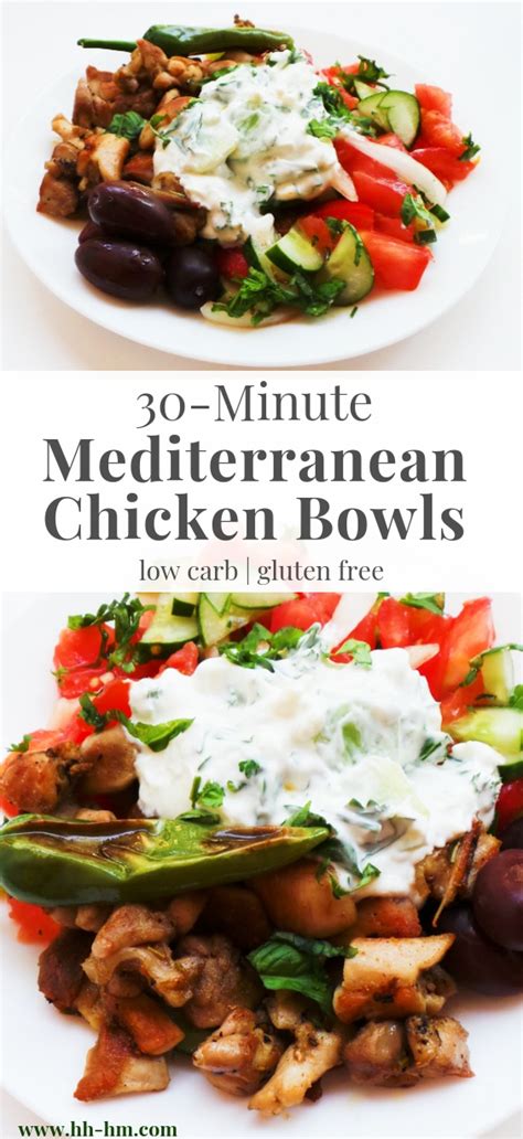 Mediterranean Chicken Bowls Meal Prep Low Carb Gluten Free Her