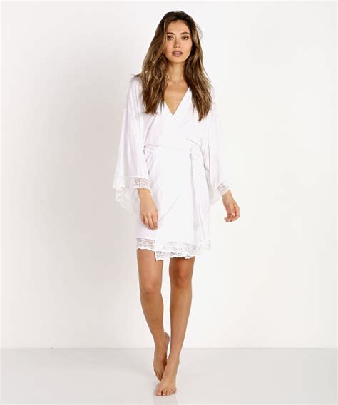 Eberjey Colette Kimono Robe With Lace White R718k Free Shipping At