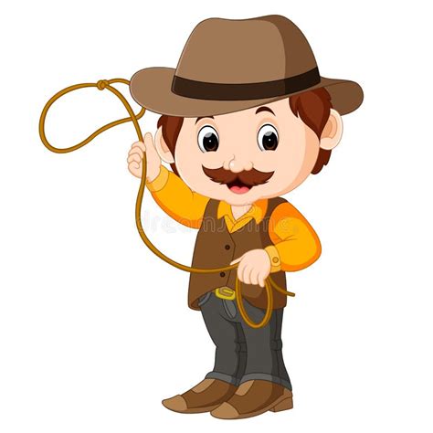 Cowboy Kid Cartoon Twirling A Lasso Stock Vector - Illustration of ...